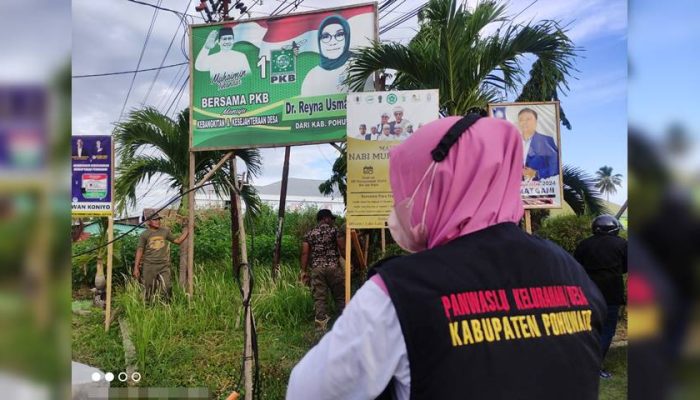 Bawaslu Pohuwato Sisir APS Offside, Sejumlah Baliho Caleg Dicopot Paksa