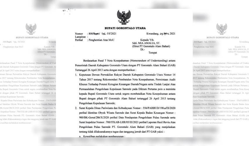 Persoalan PT. GAB Harus Dijadikan Pemkab Gorut Sebagai Pelajaran
