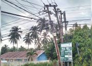 Tiang Listrik Miring di Suwawa Buat Khawatir Warga Sekitar