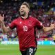 Selebrasi Nedim Bajrami dalam laga Italia vs Albania di Euro 2024, Minggu (16/6/2024). (c) AP Photo/Alessandra Tarantino