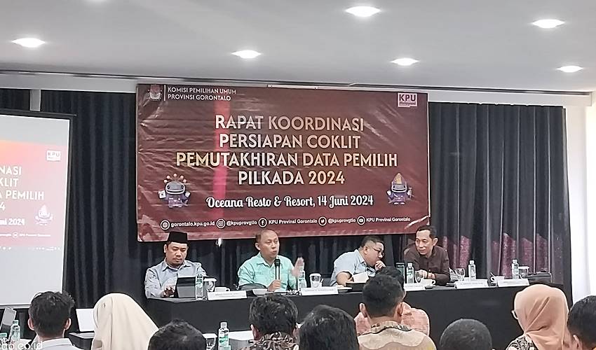 KPU Provinsi Gorontalo Gelar Rakor Persiapan Coklit Pemutakhiran Data Pemilih Pilkada 2024