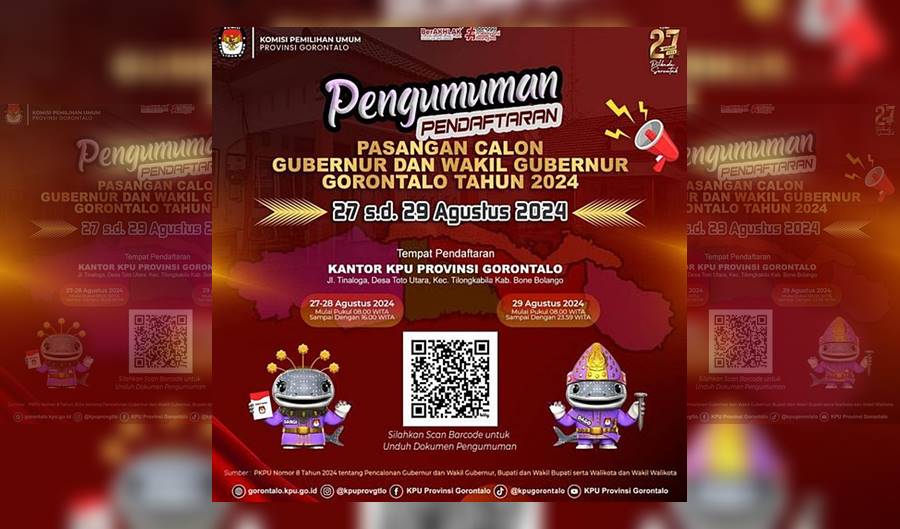 KPU Provinsi Gorontalo Mulai Buka Pendaftaran Paslon Hari Ini