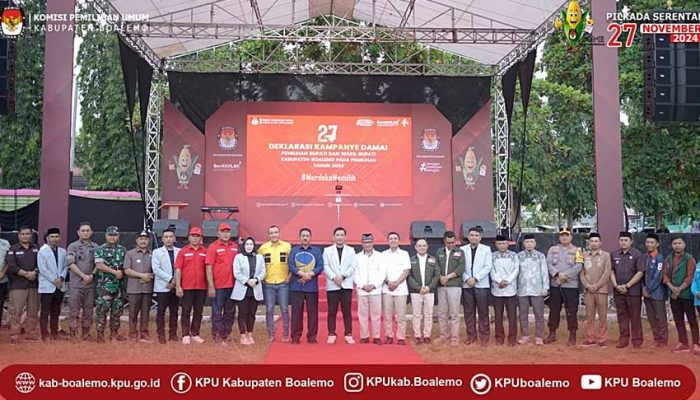 Di Hadiri Seluruh Paslon, KPU Boalemo Gelar Deklarasi Kampanye Damai