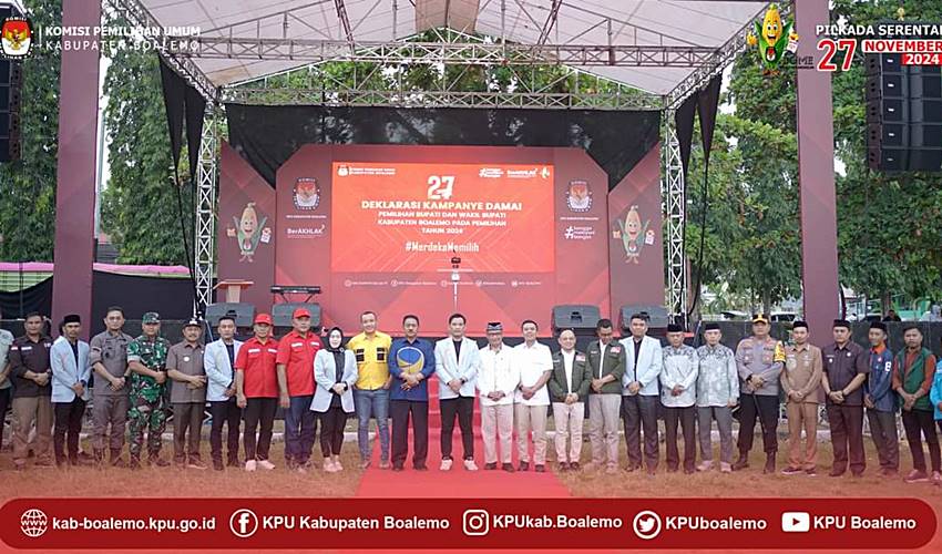 Di Hadiri Seluruh Paslon, KPU Boalemo Gelar Deklarasi Kampanye Damai