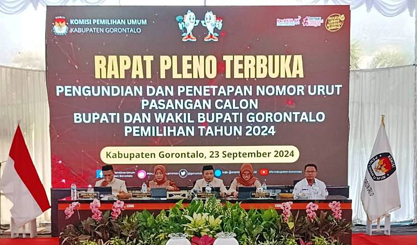 KPU Kabupaten Gorontalo Tetapkan Nomor Urut Paslon