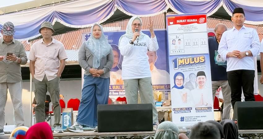 Kampanye Paslon Bupati dan Wakil Bupati Bone Bolango, Merlan Uloli-Syamsu Botutihe. (Foto: Tim media MULUS)