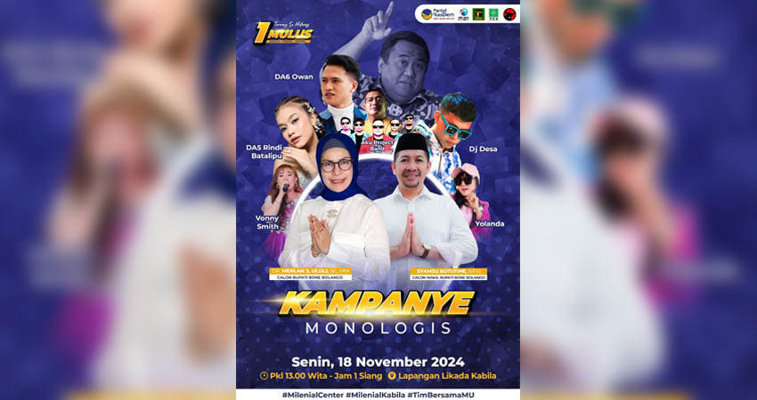 Flyer kampanye monologis Paslon MULUS.