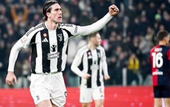 Momen selebrasi Dusan Vlahovic di laga Juventus vs Cagliari, Coppa Italia 2024/2025 (c) Juventus Official