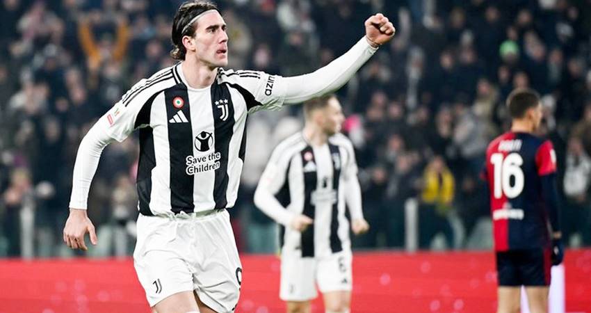 Momen selebrasi Dusan Vlahovic di laga Juventus vs Cagliari, Coppa Italia 2024/2025 (c) Juventus Official