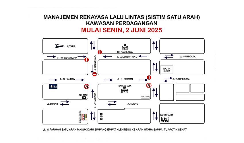 Mulai 2 Juni, Lalu Lintas di Kawasan Pusat Perdagangan jadi Satu Arah