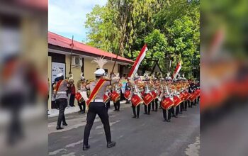 HUT Bhayangkara ke-79, Aksi Drumband Otanaha Polda Gorontalo Curi Perhatian Warga 1