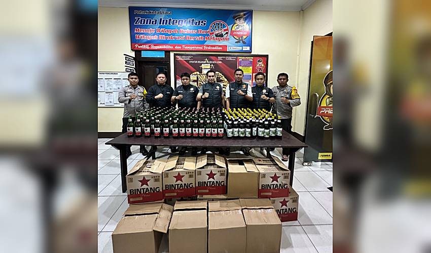 Gelar Razia, Polsek Kota Utara Sita Ratusan Botol Miras