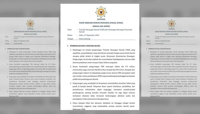 APKASI, APEKSI, ADKASI dan ADEKSI Kompak Surati Presiden Gegara TKD Dipangkas