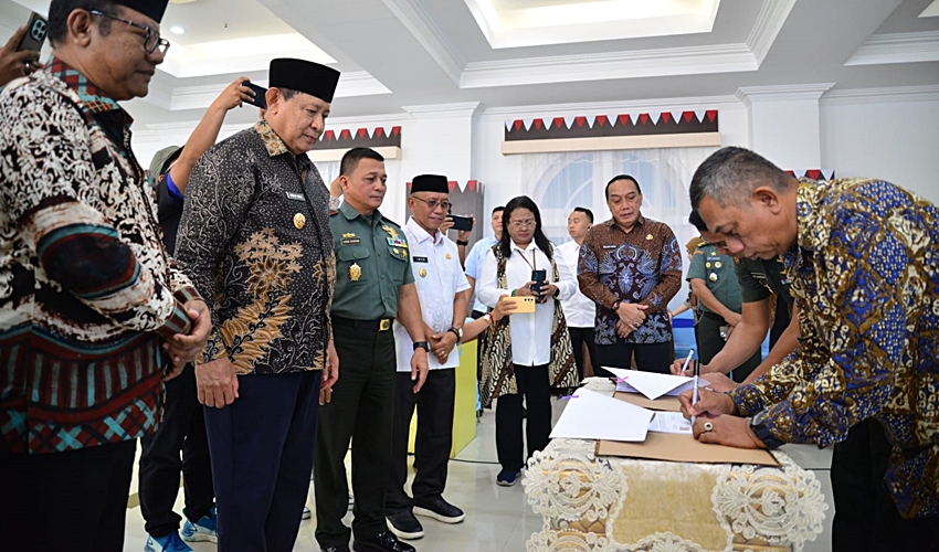 Pemprov dan Korem 133_Nani Wartabone Teken MoU Pelaksanaan Konstruksi Cetak Sawah