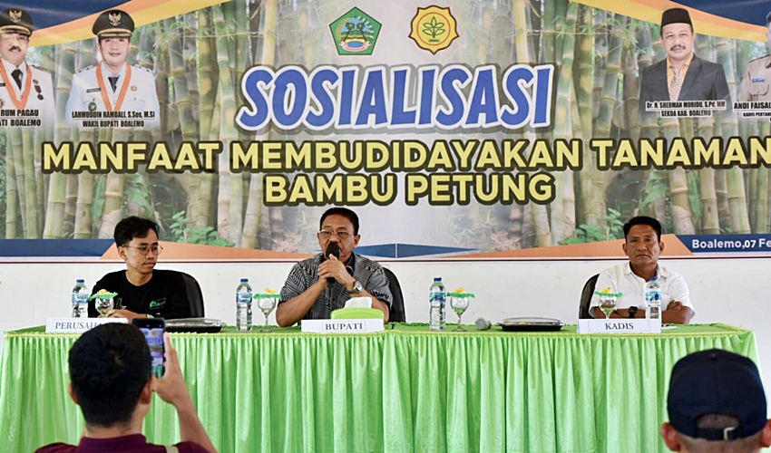 Bupati Rum Pagau Sosialisasikan Budidaya Bambu Petung ke Petani Boalemo