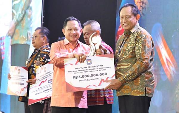 Hasil Sentuhan Tangan Dingin Gusnar, Gorontalo Jadi Terbaik I Pengendalian Inflasi di Sulawesi