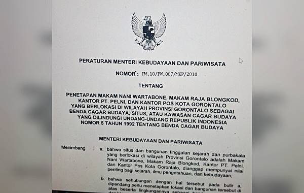 Permen Kebudayaan dan Pariwisata Tahun 2010_ Eks Rumah Jawatan Kantor Pos Tak Masuk Cagar Budaya