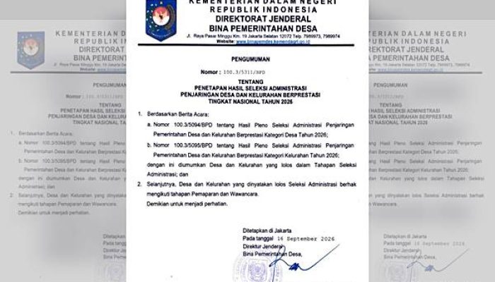 Moodu Tembus Seleksi Nasional, Wakili Gorontalo di Ajang Kelurahan Berprestasi 2026