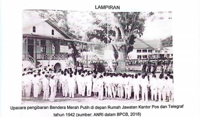 Salah satu foto yang dijadikan TACB sebagai bahan rekomendasi penetapan Rumah Eks Jawatan Kantor POS dan Telegraf Gorontalo sebagai Cagar Budaya. (Sumber: Naskah rekomendasi TACB)