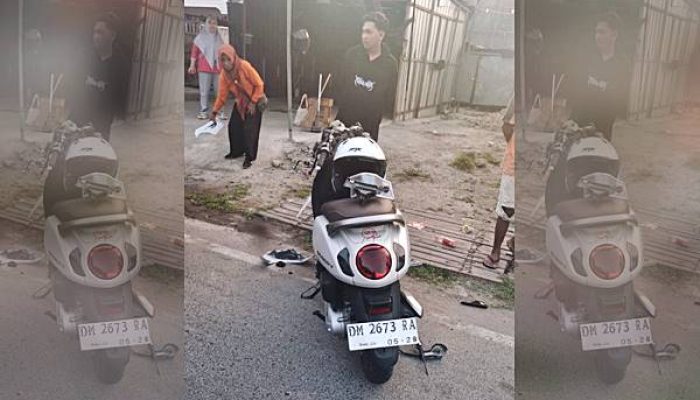 Wartawan MIMOZA TV Kecelakaan di HB Jassin, Tangan Patah, Pengendara Scoopy Diburu Polisi